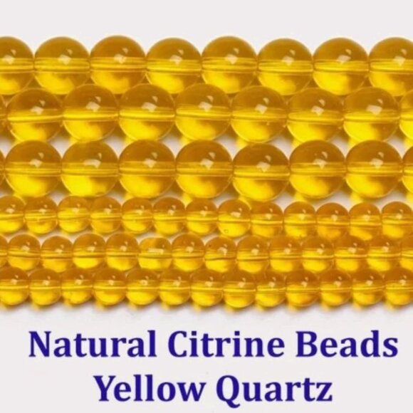 Natural Citrine Beads Yellow Quartz - Picture 1 of 2